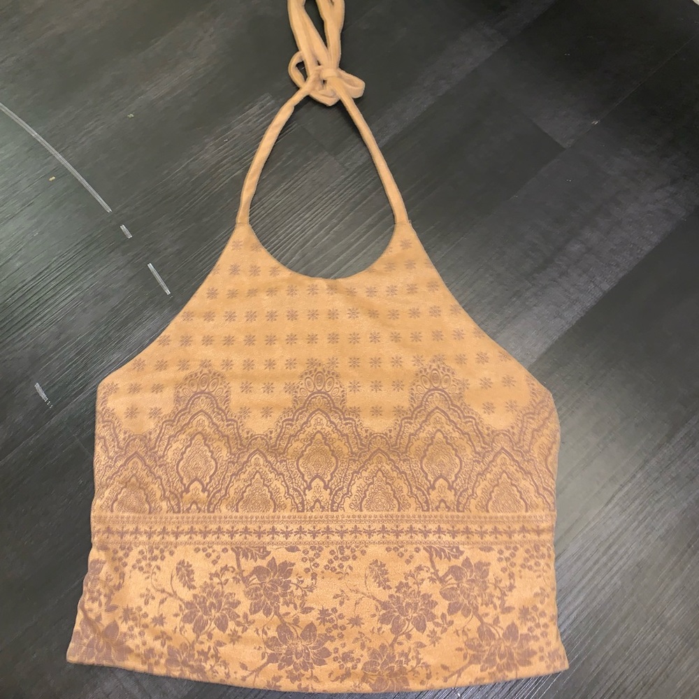 brown soft crop top